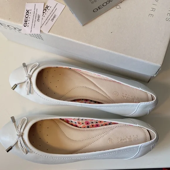 Geox genuine leather white ballet flats, brand new with tags size EU39, US 9 - Picture 6 of 9